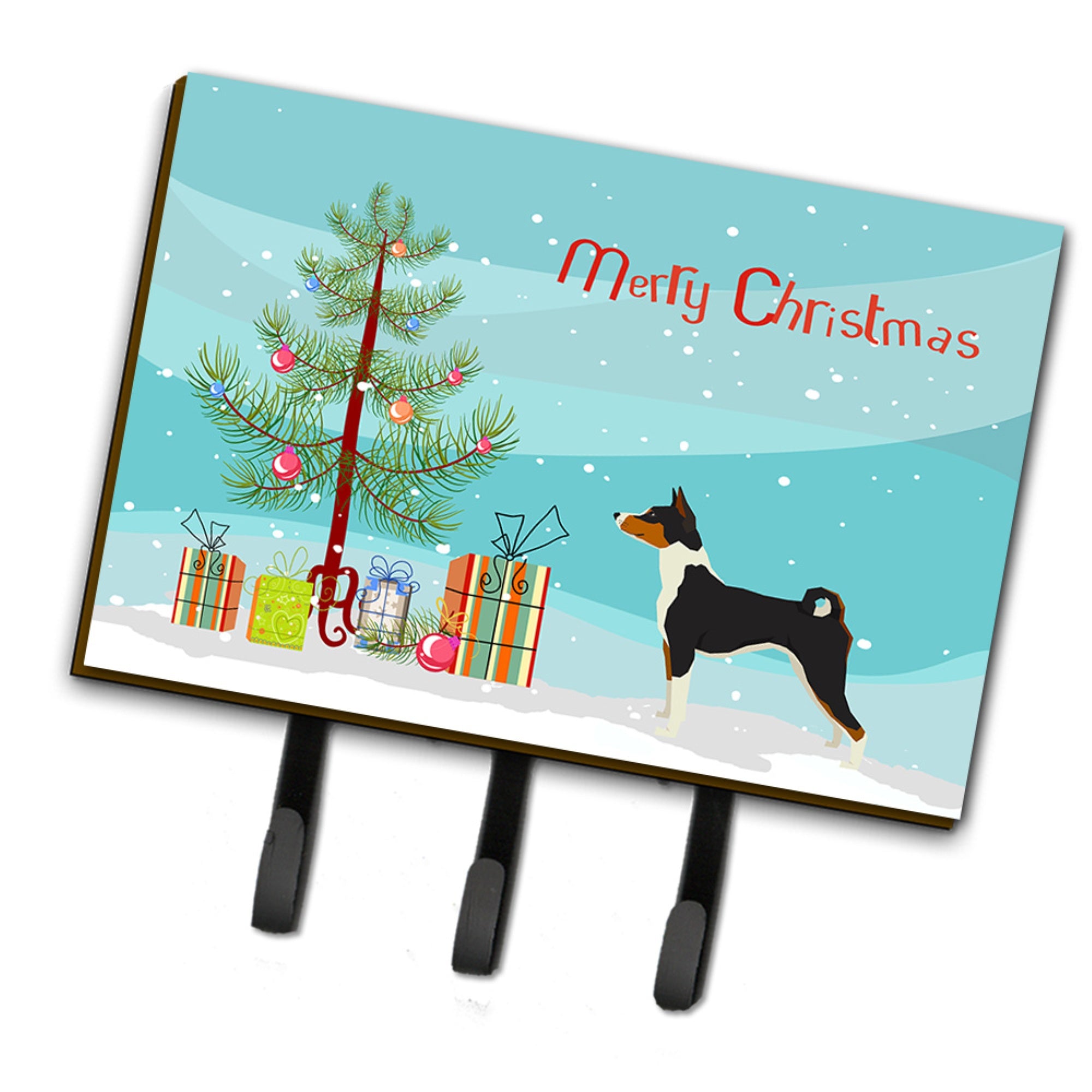 Caroline'S Treasures Basenji Christmas Tree Leash Or Key Holder Hooks, Multicolor